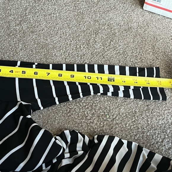 White House Black Market Women’s Black White Striped Stretch Jersey Mini Dress S - Picture 7 of 12